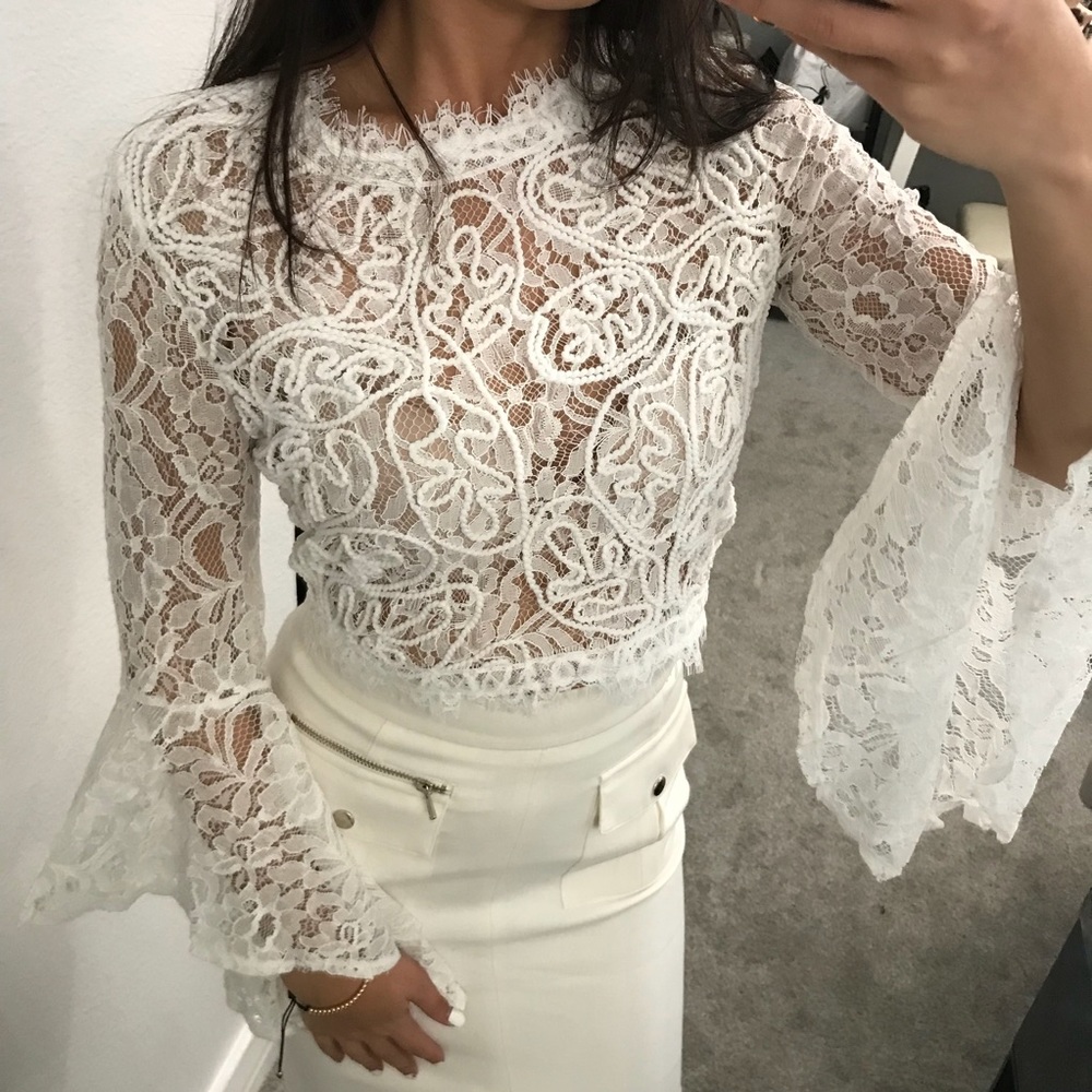 White Lace Crop Top